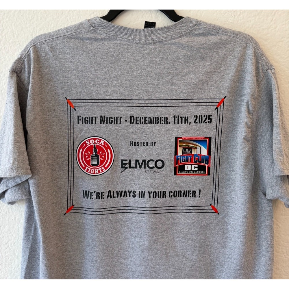 T-Shirt Mens Large Gray Fight Night OC Soca Fights Boxing MMA Graphic